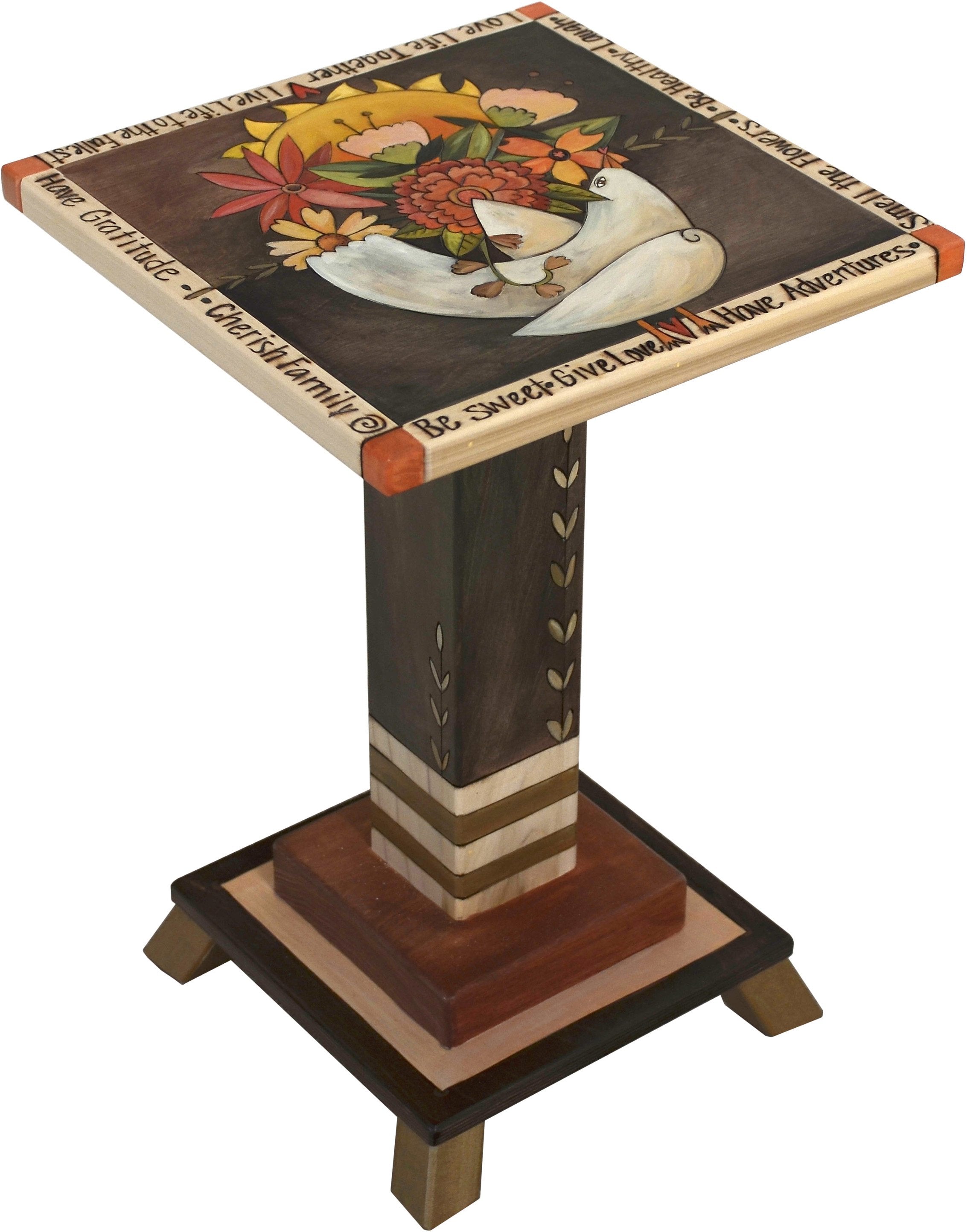 Martini End Table –  Lovely end table with dove and floral motifs