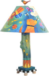 Log Table Lamp –  Bright and colorful table lamp with floating icons and symbols