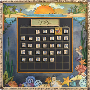 Large Perpetual Calendar –  Beautiful coastal themed calendar in beach tones