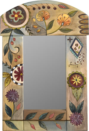 Small Mirror –  Small mirror with colorful contemporary floral motif