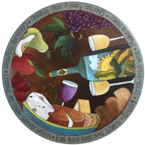 20" Lazy Susan – Wine and cheese lazy susan in a dark, classic palette with pops of brighter color