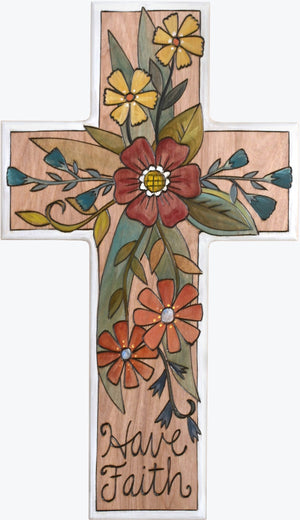 Cross Plaque –  Have Faith cross plaque with floral motif