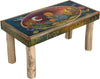 Sticks handmade 3' bench with lovely folk art landscape and contemporary floral design