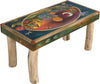 Sticks handmade 3' bench with lovely folk art landscape and contemporary floral design