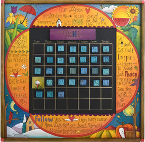 Large Perpetual Calendar –  "We Love our Life Together" perpetual calendar with bright scenes of the four seasons and sun motif