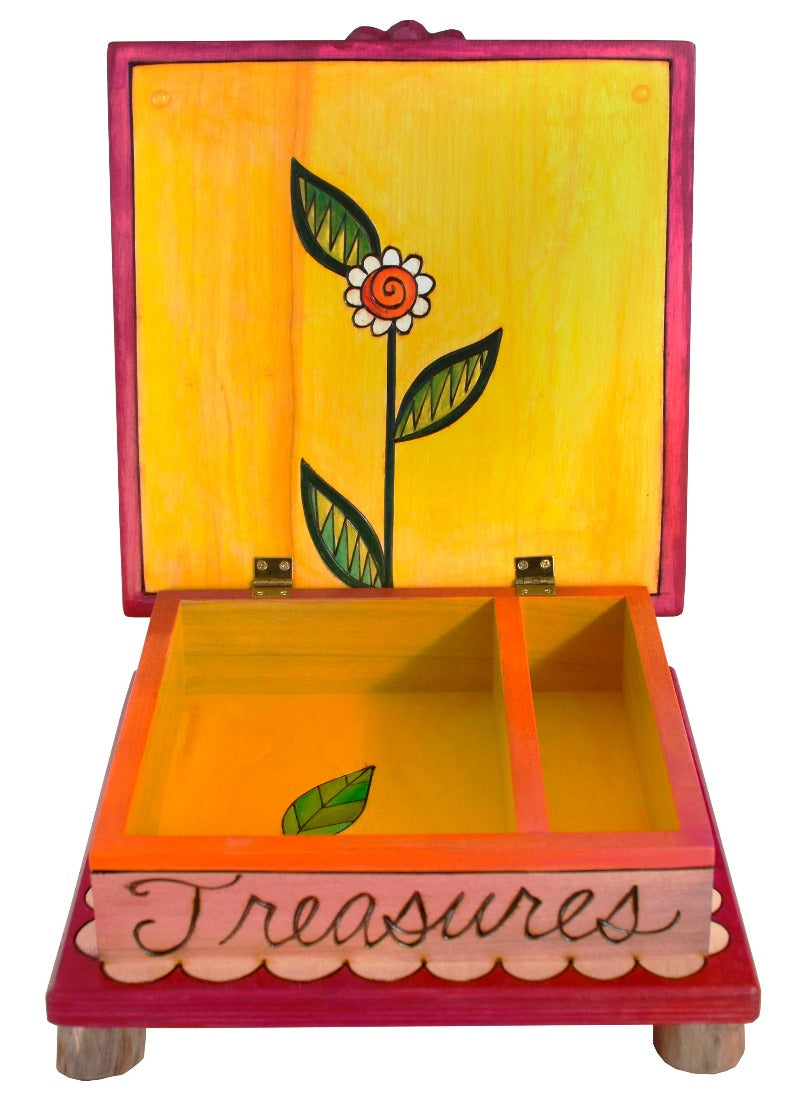 Keepsake Box – Contemporary floral motif done in vibrant, warm tones