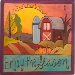 7"x7" Plaque –  "Enjoy the season" autumn landscape motif