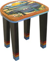 Short Stool –  "Live Life to the Fullest" stool with sailboat on the water with bright warm sun setting motif