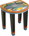 Short Stool –  "Live Life to the Fullest" stool with sailboat on the water with bright warm sun setting motif