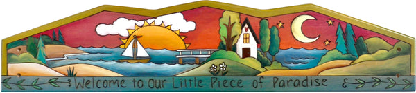 Door Topper –  "Welcome to our little piece of paradise" coastal door topper motif