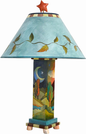 Box Table Lamp –  Beautiful and elegant table lamp with landscape painted center and vine motifs
