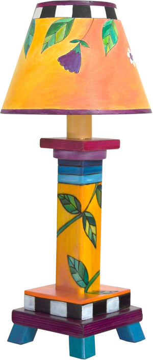 Milled Candlestick Lamp –  Floral vine motif done in a juicy, vibrant color palette
