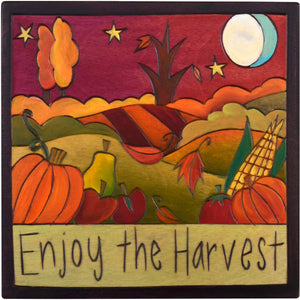 7"x7" Plaque –  "Enjoy the harvest" fall fruits and veggies design