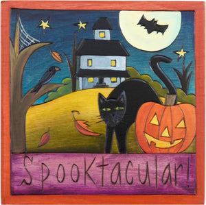 7"x7" Plaque –  "Spooktacular" halloweeny plaque