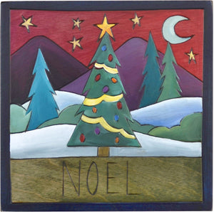 7"x7" Plaque –  "Noel" plaque with Christmas tree motif