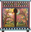 Small Buffet –  "Live by the Sun/Love by the Moon" small buffet with sun and moon in a pink sky over a green horizon motif