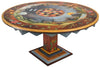 72" Round Dining Table –  "The Secret to Life is Enjoying the Passage of Time" round dining table with warm landscape of the changing seasons motif