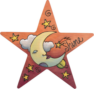 Star Shaped Plaque –  "Shine" star shaped plaque with moon and stars