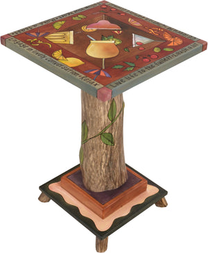 Martini End Table –  Festive and fun end table with myriad drinks and accoutrements pictured