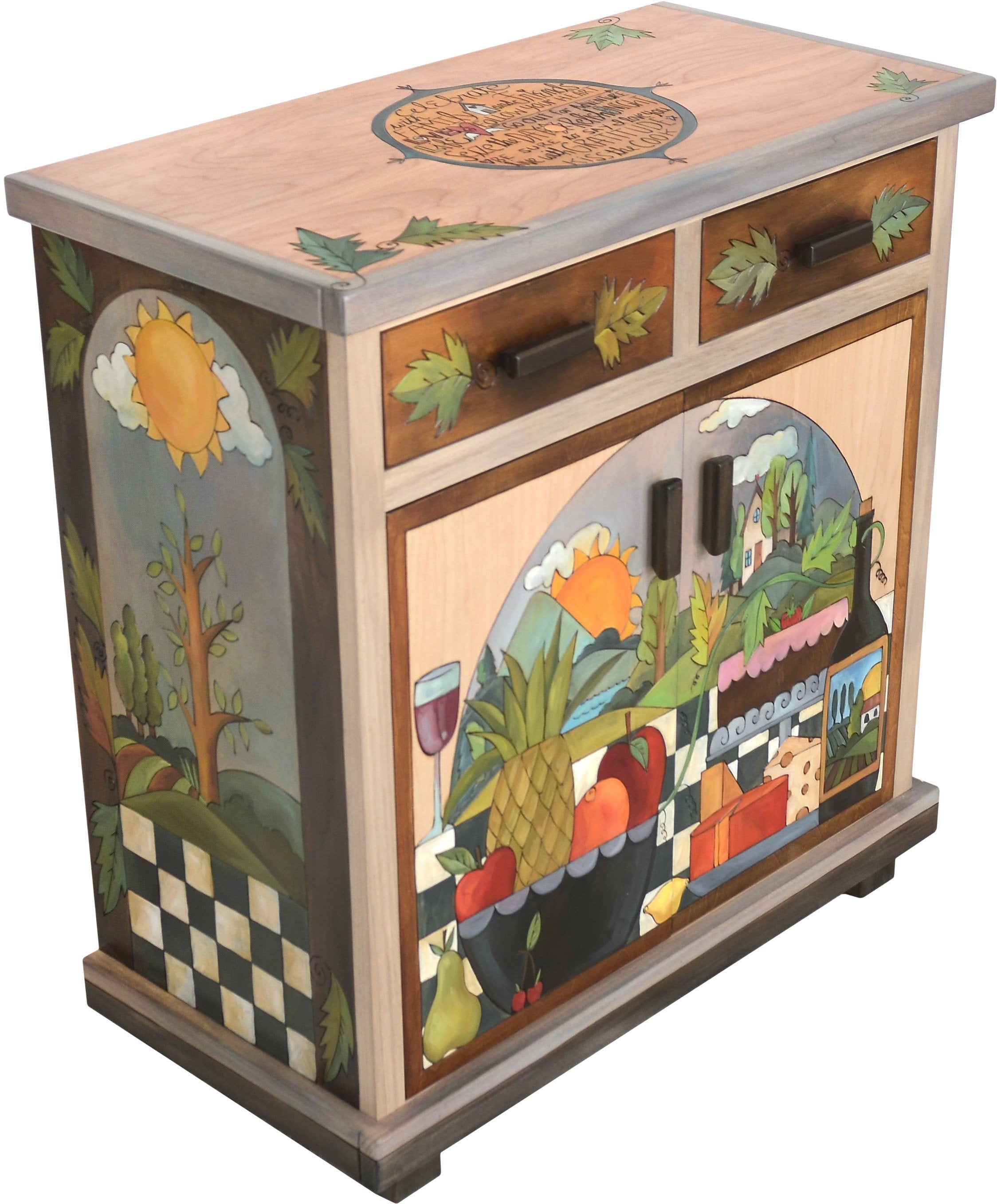 Small Buffet –  Small buffet with sun and moon over the tree of life motif