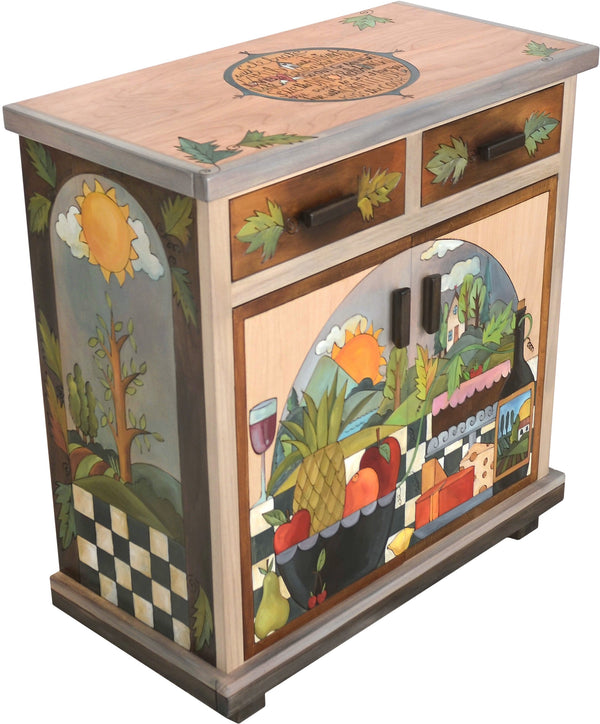 Small Buffet –  Small buffet with sun and moon over the tree of life motif