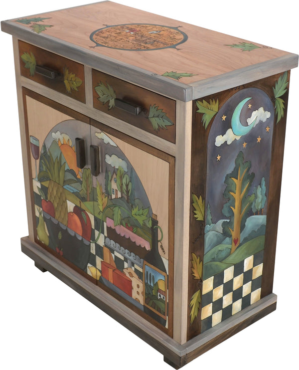 Small Buffet –  Small buffet with sun and moon over the tree of life motif