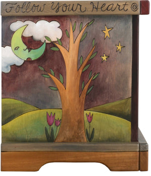 Storage Bench with Boxes –  Elegant and lovely storage bench with rolling four seasons landscape and tree of life motif