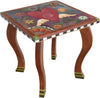 Large Square End Table –  Beautiful folk art end table with central heart with wings and floral motifs throughout