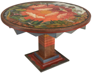 Sticks handmade dining table with elegant four seasons landscape