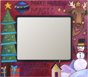 8"x10" Frame –  "Make Holiday Magic" frame with smiley snowman, Christmas tree and reindeer motif