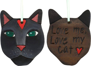 "Love me love my cat" black cat ornament design