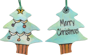 Christmas Tree Ornament –  "Merry Christmas" Christmas tree ornament with pale green Christmas tree motif