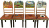 Sticks Chair Set with Leather Seats –  Rustic chair set with rolling four seasons mountain landscapes