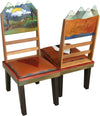 Sticks Chair Set with Leather Seats –  Rustic chair set with rolling four seasons mountain landscapes