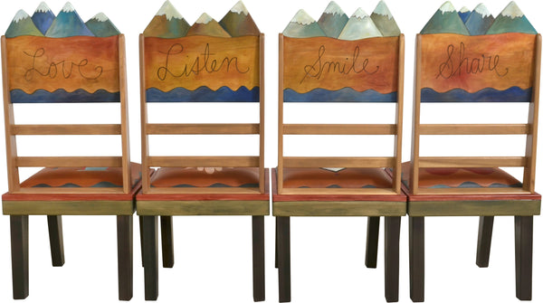 Sticks Chair Set with Leather Seats –  Rustic chair set with rolling four seasons mountain landscapes