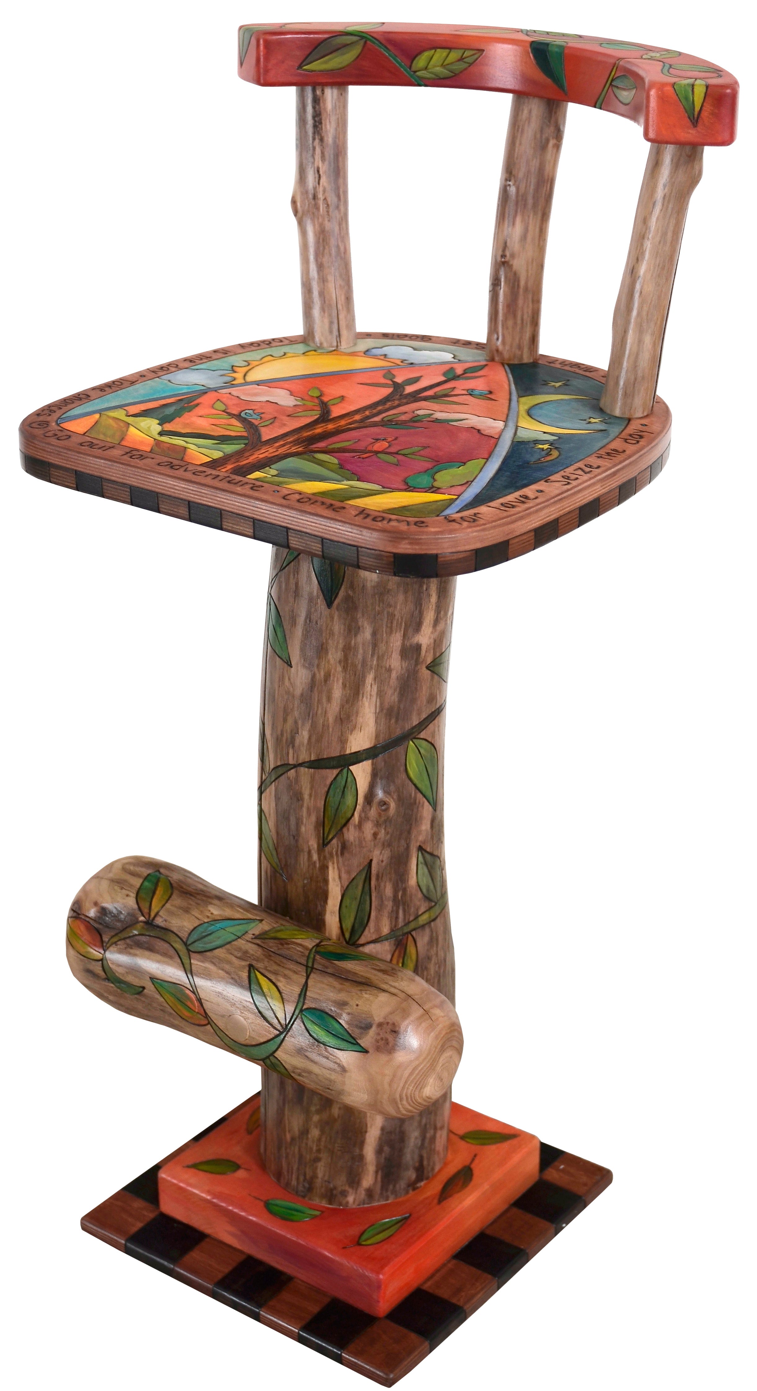 Stool With Back D711272 | Sticks Handmade