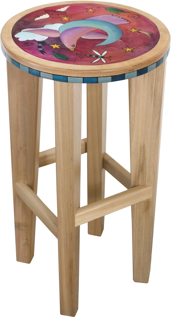 Round Stool Set –  Matching sun and moon stools with natural wooden bases