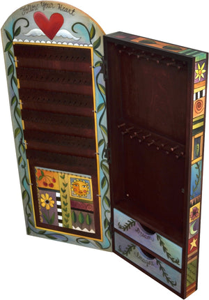 Jewelry Cabinet –  "Believe in Yourself/Follow Your Heart" jewelry cabinet with flower and heart motif