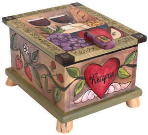 Recipe Box – Wine themed recipe box motif with a fruit vine wrapping around its sides