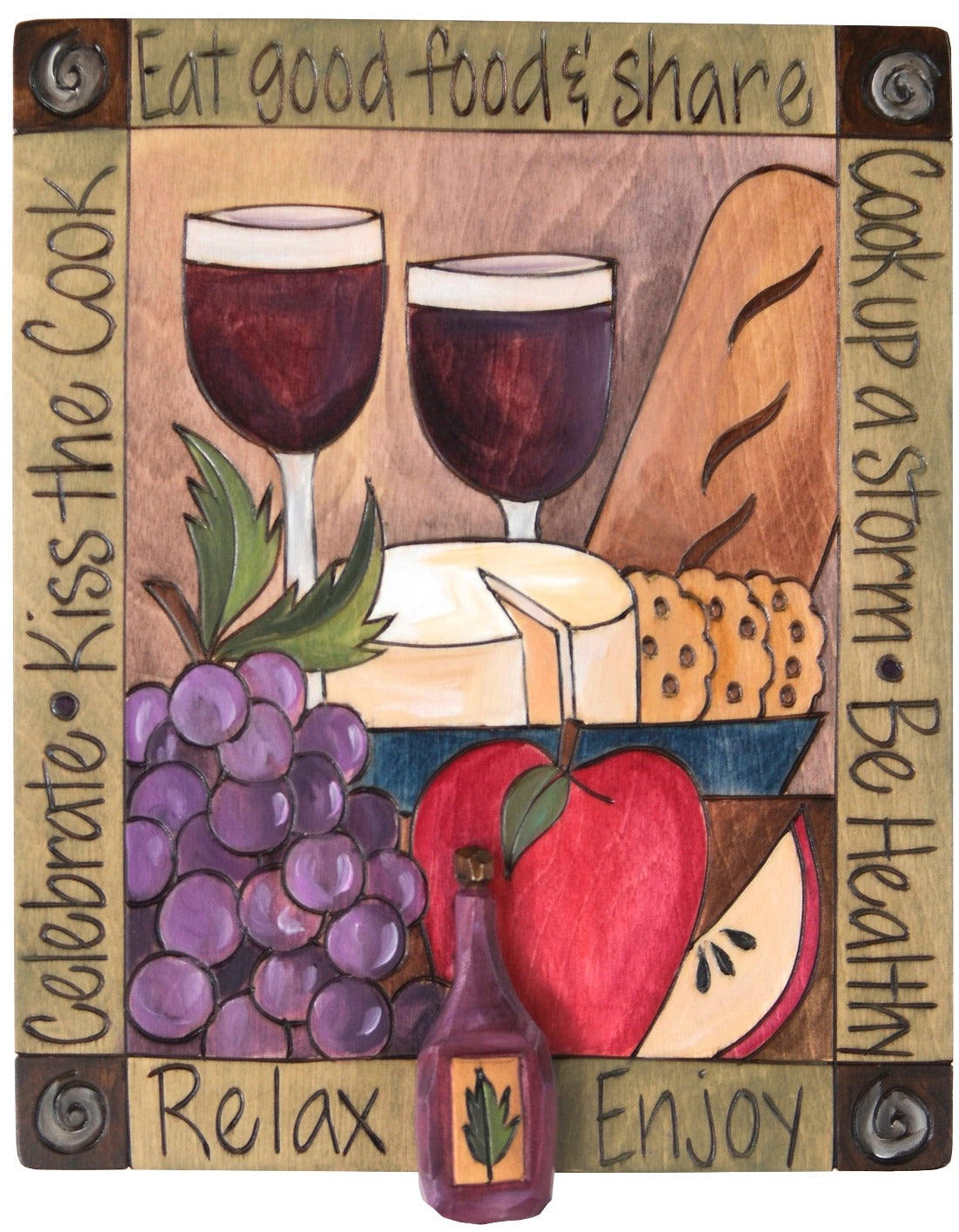 Recipe Box – Wine themed recipe box motif with a fruit vine wrapping around its sides