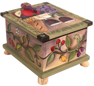 Recipe Box – Wine themed recipe box motif with a fruit vine wrapping around its sides