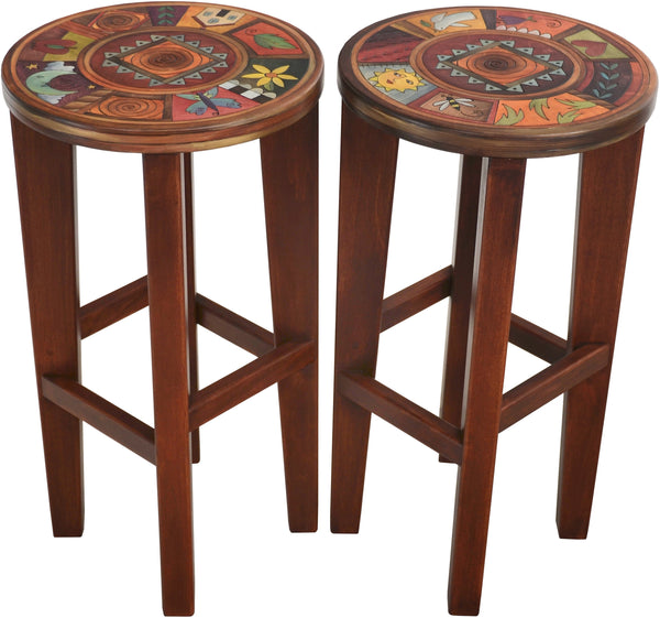 Round Stool Set –  Elegant and rich matching stools with colorful block imagery