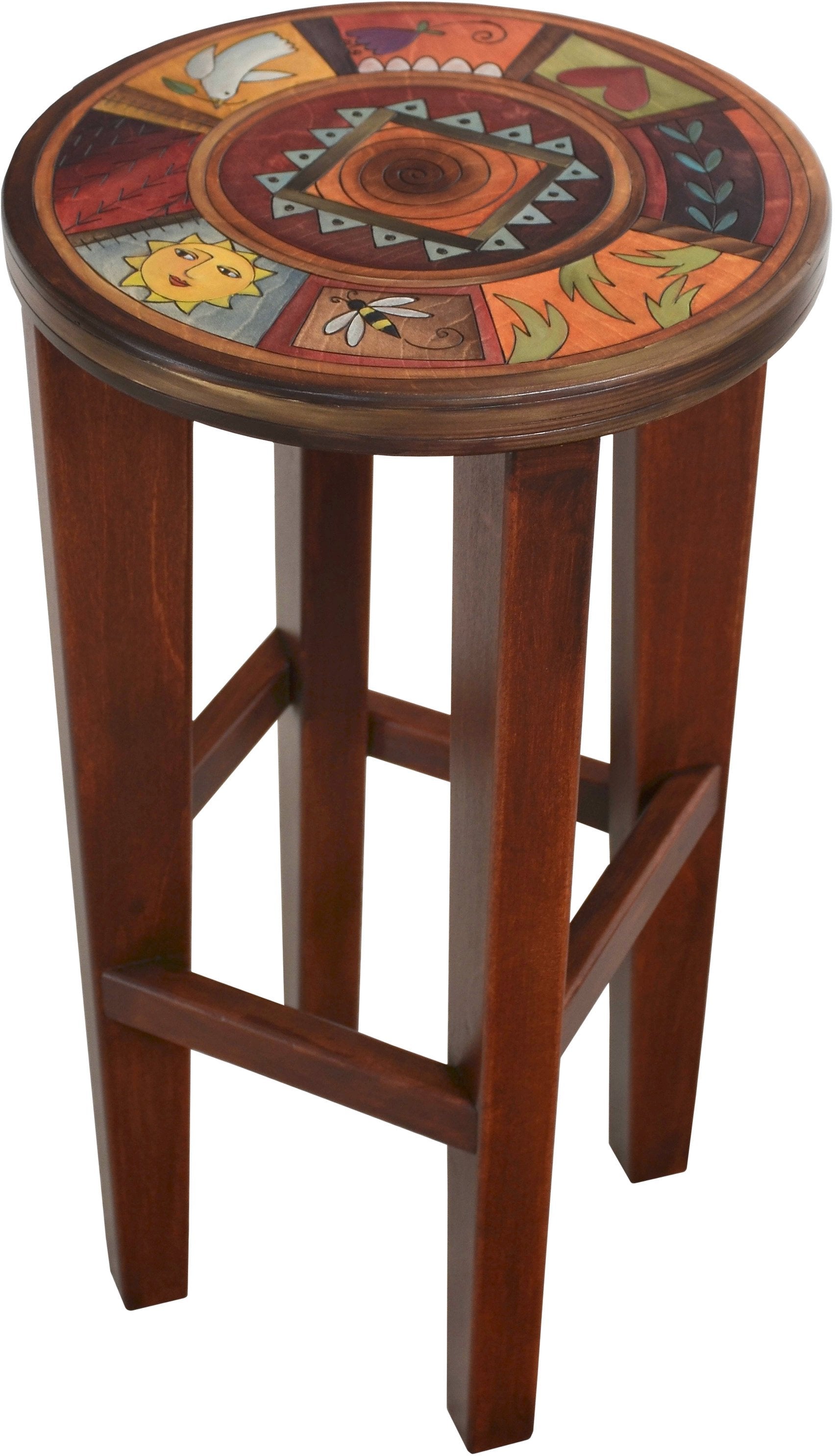 Round Stool Set –  Elegant and rich matching stools with colorful block imagery