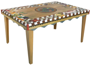 Rectangular Dining Table –  Eclectic folk art table with playful banquet design