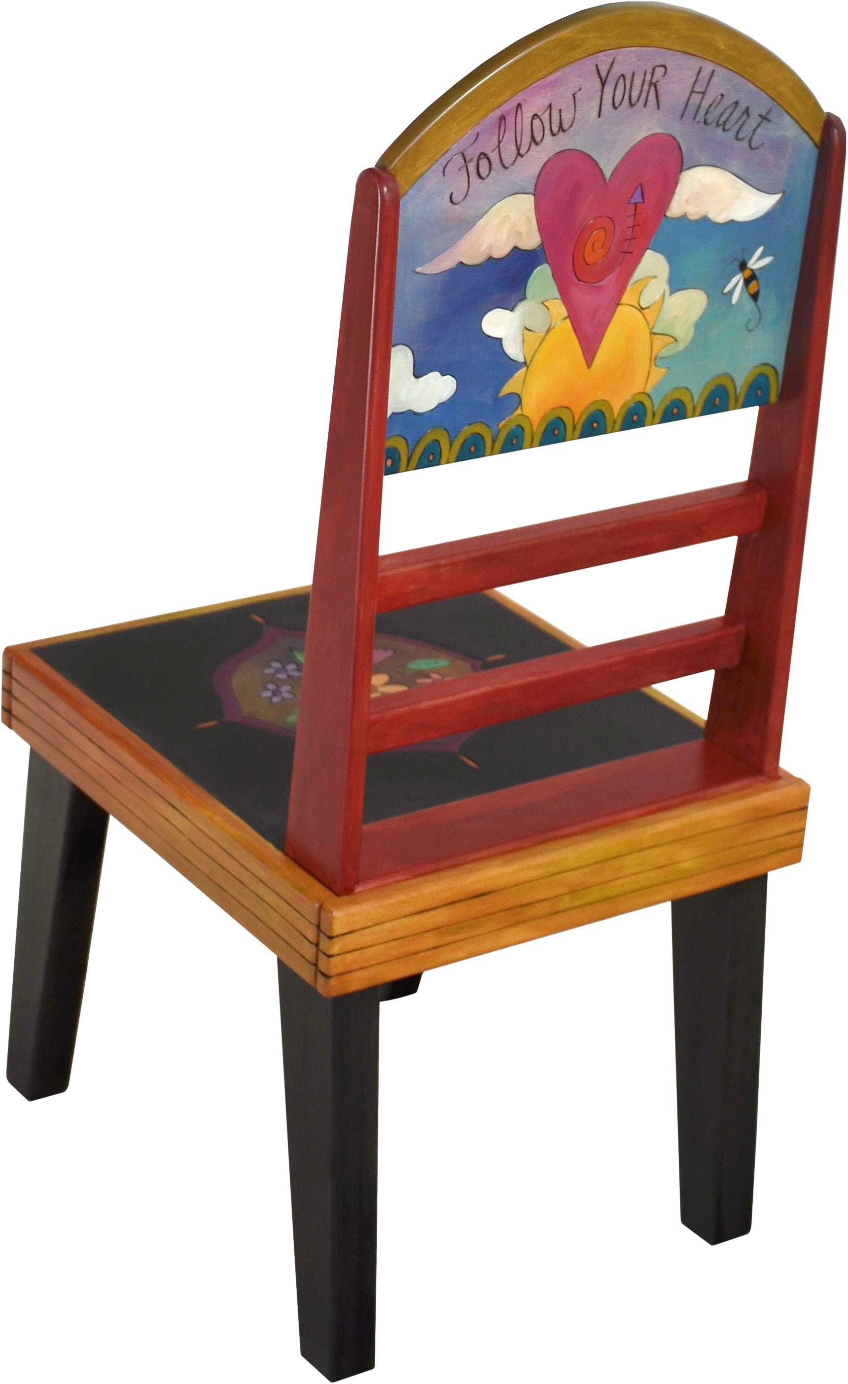 Sticks Side Chair –  Eclectic folk art chair with tree of life landscape and floral motifs, 