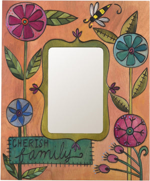 4"x6" Picture Frame – "Cherish Family" frame with pink and blue contemporary floral motif