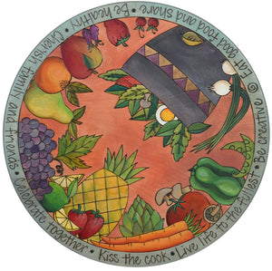 Sticks Handmade 20"D lazy susan with fruits, vegetables, and salad
