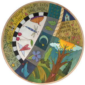 20" Lazy Susan – Beautiful cool-toned lazy susan in a contemporary patchwork layout with a tree of life and inspirational phrases