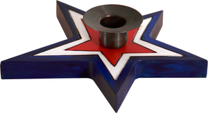 Star-Shaped Candle Holder –  Patriotic red, white, and blue star shaped candle holder