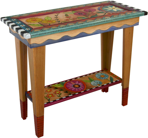 Sticks handmade sofa table with contemporary floral design